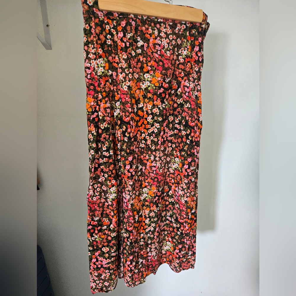 H&M Floral Midi Skirt - Pink and Orange